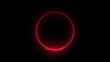 Parlayan neon çizgi daire şekli, çift kırmızı neon animasyon çizgisi, stil neon daire çerçeve, neon daire şekil simgesi şeffaf arkaplan