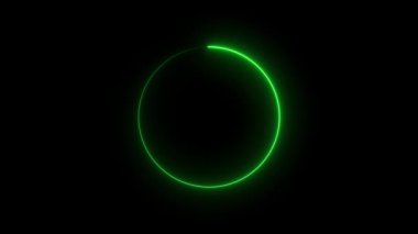 Parlayan neon daire şekli, yeşil neon çizgisini tazele parlayan kenar, zarif neon çerçeve, dairesel şekil simgesi şeffaf arkaplan