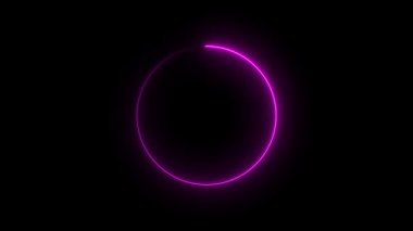 Parlak neon daire şekli, mor neon çizgisini yenile parlak kenar, şık neon çerçeve, daire şekli şeffaf arkaplan