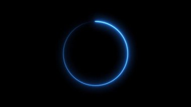 Parlayan neon daire şekli, mavi neon çizgisini yenile parlayan kenar, stilize neon çerçeve, daire şekli şeffaf arkaplan