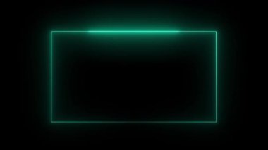 Parlak neon soyut çift ışık dikdörtgeni şekil kırmızı animasyon kırmızı renk, neon dikdörtgen kenar çerçeve şekli, dikdörtgen parlak ve fütüristik enerji çizgi animasyonu kavramı