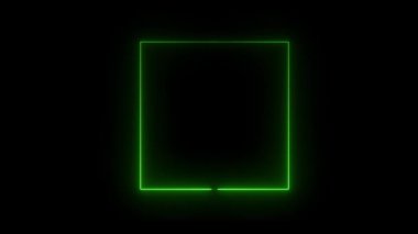 Parlak neon ipotekli yeşil kare kare animasyon, neon kare dikey çizgi efekti, animasyon floresan ışık çizgileri