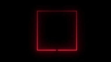 Parlak neon ipotekli kırmızı kare animasyon, neon kare kare dikey çizgi efekti, animasyon floresan ışık çizgileri