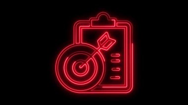 Parlayan neon hattı iş stratejisi simgesi, iş planı, iş hedefi konsepti animasyonu