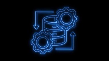 Siyah arkaplanda Neon Animasyon video oyunu denetleyici imzası, Oyun joystick, Konsol oyun alanı denetleyici neon animasyonu, Oyun denetleyici