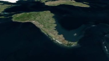 Arjantin bayraklı harita animasyonu, Arjantin 'in 3d animasyon haritası, Arjantin' in üst uzay manzarasından yakınlaşan Arjantin haritası, Arjantin 'e Dünya Haritası Yakınlaşması, Detaylı Harita