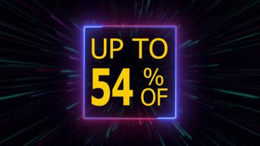 Yüzde 54 'e kadar indirimli indirimli, neon hattı sınırlı, soyut neon çizgileri yakınlaştırmalı yüzde 54 indirimli, yüzde 54' lük satış fiyatı etiketi, indirim teklifi, yüzde 54 indirimli.
