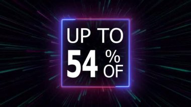 Yüzde 54 'e kadar indirimli indirimli, neon hattı sınırlı, soyut neon çizgileri yakınlaştırmalı yüzde 54 indirimli, yüzde 54' lük satış fiyatı etiketi, indirim teklifi, yüzde 54 indirimli.
