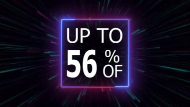 Yüzde 56 'ya varan indirimli indirim, neon hattı sınırlı neon çizgileri yakınlaştırmalı yüzde 56' lık indirim teklifi, yüzde 56 'lık satış fiyatı etiketi, indirim teklifi, yüzde 56' lık indirim.