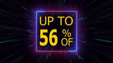 Yüzde 56 'ya varan indirimli indirim, neon hattı sınırlı neon çizgileri yakınlaştırmalı yüzde 56' lık indirim teklifi, yüzde 56 'lık satış fiyatı etiketi, indirim teklifi, yüzde 56' lık indirim.