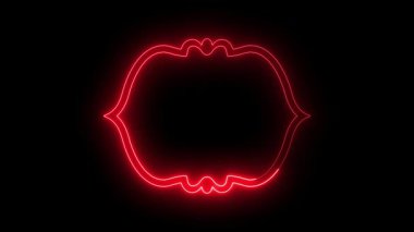 Neon hattı geleneksel İslami pencere çerçevesi doğu tarzı animasyon, dekoratif kemer çerçeve, cami sınırları veya Fas kapıları Arap Müslüman mimari çerçeve tasarımı