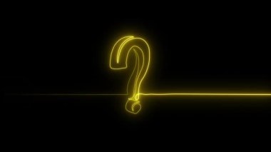 Parıldayan neon neon lambası, kesintisiz sorular çizimi Mark, neon ışık soru simgesi, kesintisiz soru konsepti