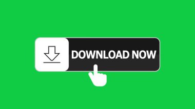 İndirmenin Yeşil Ekran Canlandırması Şimdi imleç simgesinin imleç simgesi ile basit bir animasyonu ile düğmeye basın Şimdi İndirme düğmesine tıklayın, İndirme Animasyonu Şimdi İndirme düğmesine basın, Şimdi İndirme düğmesine basın