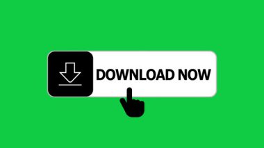 İndirmenin Yeşil Ekran Canlandırması Şimdi imleç simgesinin imleç simgesi ile basit bir animasyonu ile düğmeye basın Şimdi İndirme düğmesine tıklayın, İndirme Animasyonu Şimdi İndirme düğmesine basın, Şimdi İndirme düğmesine basın