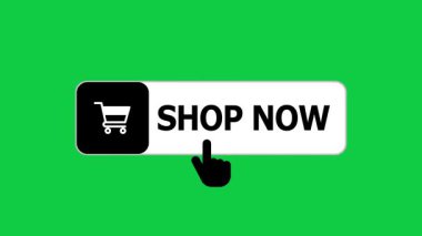 Yeşil Ekran Canlandırma Dükkanı İmleç simgesinin imleç simgesi ile basit bir animasyonu Dükkan Şimdi düğmesine tıklayın, Dükkan Animasyonu, Dükkan Hemen Animasyon Animasyonu