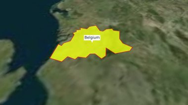 Vurgulanmış renkle Belçika haritası, Belçika 'nın 3d haritası, Belçika haritaları üst uzay görüşünden yakınlaştırma, Belçika' ya Dünya Haritası Yakınlaştırma