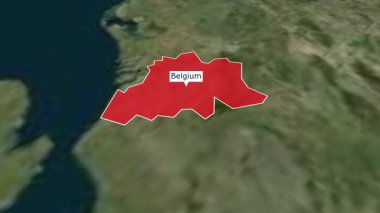 Vurgulanmış renkle Belçika haritası, Belçika 'nın 3d haritası, Belçika haritaları üst uzay görüşünden yakınlaştırma, Belçika' ya Dünya Haritası Yakınlaştırma