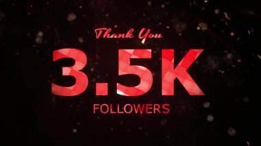 3.5K Takipçileri kutlama animasyonu, 3500 takipçi video, havai fişek, konfeti partisi efektleri, sosyal medya devinimtaşı animasyonu, 3.5K takipçilerini kutluyor
