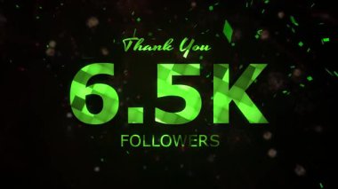 6.5 bin takipçi kutlama animasyonunu, 6500 takipçi video, havai fişek, konfeti partisi efektleri, sosyal medya devinim hareketi animasyonu, 6.5 bin takipçi kutlaması