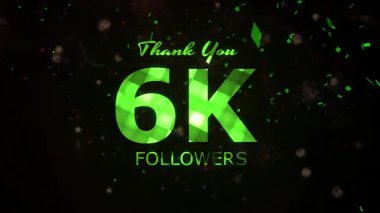 6K Takipçileri kutlama animasyonu, 6000 takipçi video, havai fişek, konfeti parti efektleri, sosyal medya devinim hareketi animasyonu, 6K takipçisi kutlaması