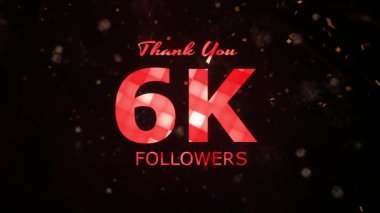 6K Takipçileri kutlama animasyonu, 6000 takipçi video, havai fişek, konfeti parti efektleri, sosyal medya devinim hareketi animasyonu, 6K takipçisi kutlaması