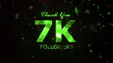 7K Takipçileri kutlama animasyonu, 7000 takipçi video, havai fişek, konfeti parti efektleri, sosyal medya dönüm noktası hareketli grafikleri animasyonu, 7K takipçisi kutlaması