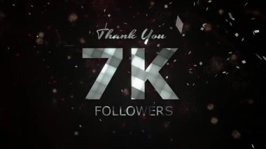 7K Takipçileri kutlama animasyonu, 7000 takipçi video, havai fişek, konfeti parti efektleri, sosyal medya dönüm noktası hareketli grafikleri animasyonu, 7K takipçisi kutlaması