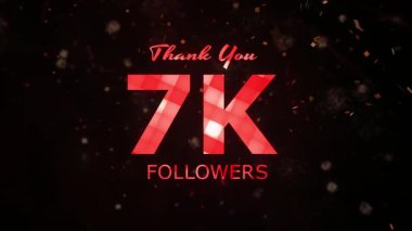 7K Takipçileri kutlama animasyonu, 7000 takipçi video, havai fişek, konfeti parti efektleri, sosyal medya dönüm noktası hareketli grafikleri animasyonu, 7K takipçisi kutlaması