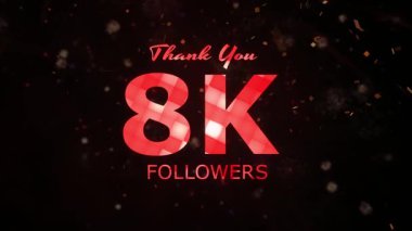 8K takipçileri kutlama animasyonu, 8000 takipçi video, havai fişek, konfeti parti efektleri, sosyal medya devinimtaşı animasyonu, 8K takipçisi kutlaması