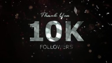 10K Takipçileri kutlama animasyonu, 10000 takipçi teşekkürler video, havai fişek, konfeti parti efektleri, sosyal medya devinim hareketi animasyonu, 10K takipçisi kutlaması
