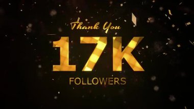 17K Takipçileri kutlama animasyonu, 17.000 takipçi video, havai fişek, konfeti parti efektleri, sosyal medya dönüm noktası görüntü animasyonu, 17K takipçilerini kutluyor