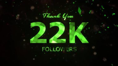 22K Takipçileri kutlama animasyonu, 22000 takipçi video, havai fişek, konfeti partisi efektleri, sosyal medya dönüm noktası hareketli grafikler animasyonu, 22 bin takipçi kutlaması