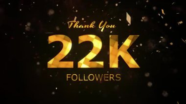 22K Takipçileri kutlama animasyonu, 22000 takipçi video, havai fişek, konfeti partisi efektleri, sosyal medya dönüm noktası hareketli grafikler animasyonu, 22 bin takipçi kutlaması