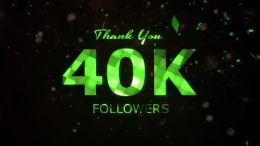 40K Takipçileri kutlama animasyonu, 40000 takipçi video, havai fişek, konfeti parti efektleri, sosyal medya dönüm noktası hareketli animasyon, 40K takipçisi kutlaması