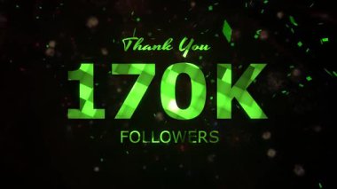 170K takipçileri kutlama animasyonu, 170000 takipçi teşekkür videosu, havai fişekler, konfeti partisi efektleri, sosyal medya devinim hareketi animasyonu, 170K takipçisi kutlaması