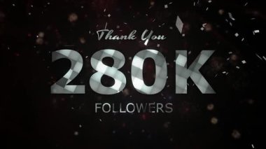 280 bin takipçi kutlama animasyonunu, 280 bin takipçi teşekkür videosu, havai fişekler, konfeti partisi efektleri, sosyal medya dönüm noktası hareketli animasyon, 280 bin takipçi kutlaması