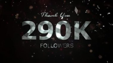 290.000 takipçi kutlama animasyonunu, 290.000 takipçi teşekkür videosu, havai fişekler, konfeti partisi efektleri, sosyal medya dönüm noktası hareketli animasyon, 290 bin takipçi kutlaması