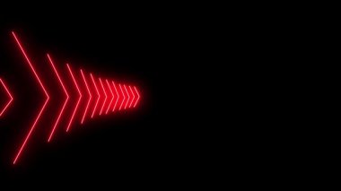 Soyut neon üçgenler geometrik arkaplan 3d döngülü animasyon, Neon okları parlayan gradyan, yanıp sönen ve tünelin içinde birbiri ardına ilerleyen yönleri gösteren arka plan, renkli ışık