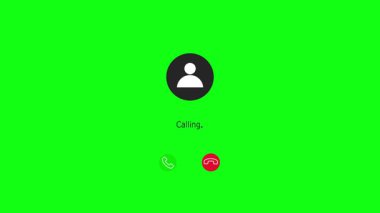 Telefon arama simgesi simgesi siyah ekran animasyonu, titreşimli yeşil düğmeli telefon ikonu, telefon animasyonu, çağrı konsepti