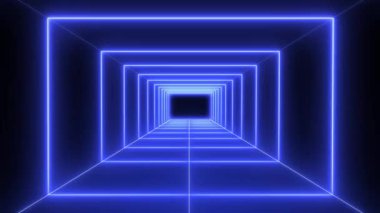 Fütürist Neon Lazer Tüneli, neon ışığı soyut arka plan, Soyut Işıklar fütüristik Arkaplan, 3D dikdörtgen şekillendirme tünelin kusursuz döngü hareketi, dikdörtgen tünel döngüsü döngü animasyonu