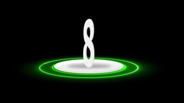 Neon çizgisi efektleriyle 3d daire şeklindeki soyut gölge podyum sunumu, yanıp sönen neon dairesiyle podyum, ürün gösterimi için platformlu fütürist vitrin