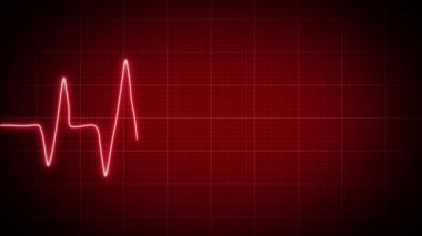 EKG, şebeke arka planında kalp atışı neon hattı animasyonu, kalp atışı ikonu animasyonu, neon hattı kalp atışı, nabız animasyonu, tıbbi konsept, kalp atış hızı elektrokardiyogramı gösteriyor.