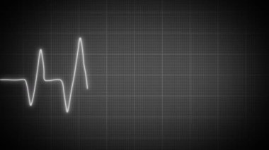 EKG, şebeke arka planında kalp atışı neon hattı animasyonu, kalp atışı ikonu animasyonu, neon hattı kalp atışı, nabız animasyonu, tıbbi konsept, kalp atış hızı elektrokardiyogramı gösteriyor.