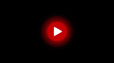 Simgeyi çal, nabız düğmesini çal, web sitesi ve mobil tasarım animasyonu için video oynatma simgesi siyah arkaplanda, parlayan çalma düğmesi animasyonu, oynamak için bas, siyah arkaplanda