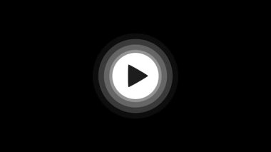 Simgeyi çal, nabız düğmesini çal, web sitesi ve mobil tasarım animasyonu için video oynatma simgesi siyah arkaplanda, parlayan çalma düğmesi animasyonu, oynamak için bas, siyah arkaplanda