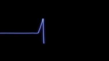 Siyah arkaplanda kalp atışı ikonu animasyonu, alfa kanallı kalp atış hızı elektrokardiyogramı medikal monitörü, kalp atışı animasyonu video, tıbbi konsept, kalp atışı kaybı gösteren EKG