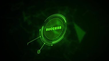 Soyut arkaplanda ince çizgi simgeleriyle parlayan Başarı konsepti. Canlandırılmış simgelerle birlikte Infographic tasarım grafiği. İnternet, iş, Teknoloji ve ağ kavramı