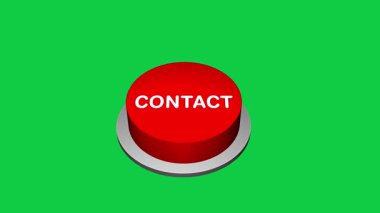 Beyaz ve yeşil arkaplandaki 3d kontak yuvarlak tuş animasyonu. 
