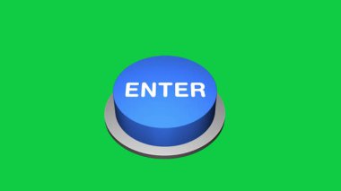 3d tuşuna basarak beyaz ve yeşil arkaplandaki yuvarlak tuş animasyonunu girin. Giriş sözcüğüyle yuvarlak tuş. Enter Button Animasyonuna bas. 3d büyük Enter tuşuna bas