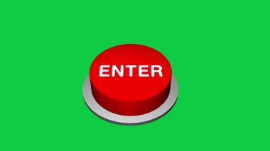 3d tuşuna basarak beyaz ve yeşil arkaplandaki yuvarlak tuş animasyonunu girin. Giriş sözcüğüyle yuvarlak tuş. Enter Button Animasyonuna bas. 3d büyük Enter tuşuna bas
